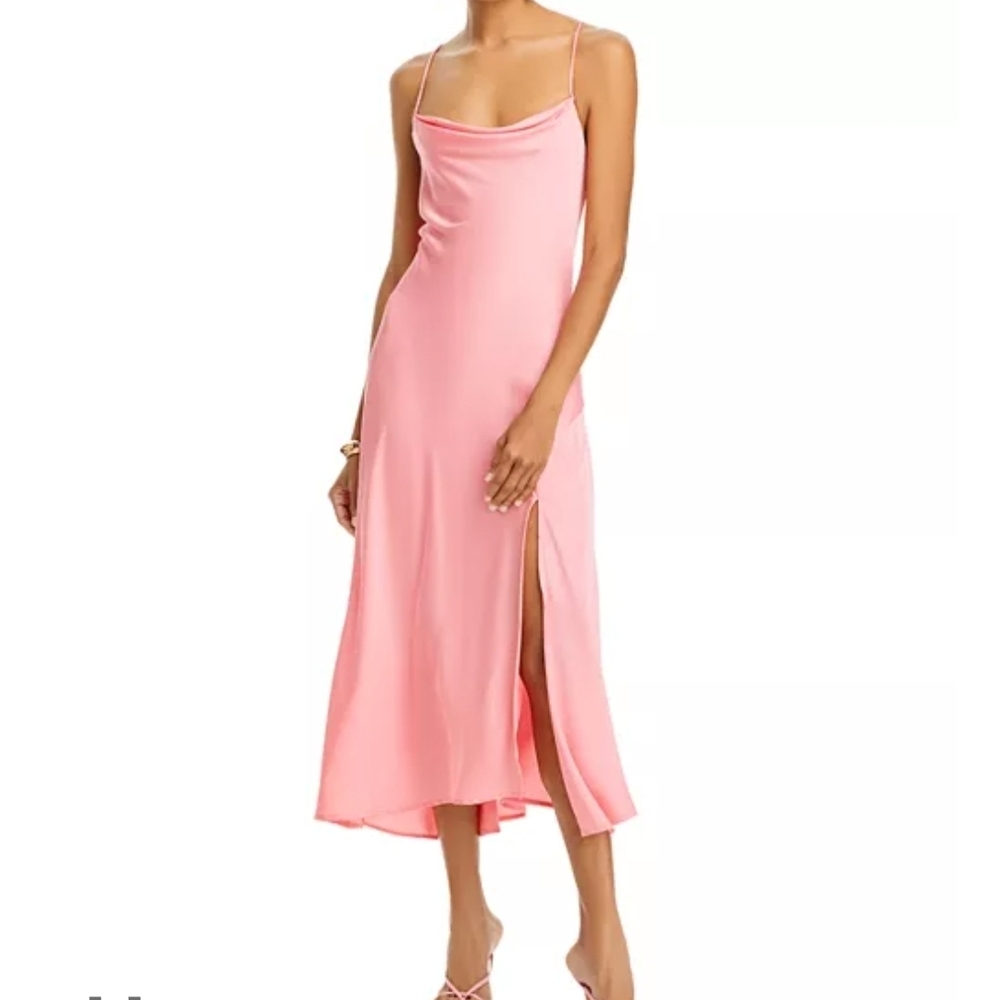 Astr Blush Pink Slip Dress with Cowl Neck
